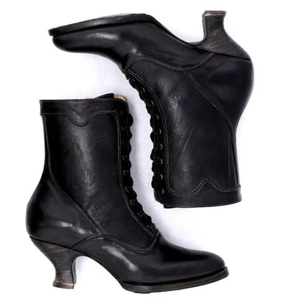 Eleanor Victorian Inspired Boots in Black Rustic