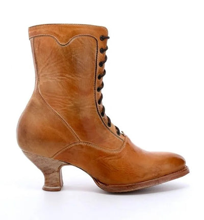 Eleanor Victorian Inspired Boots in Tan Rustic