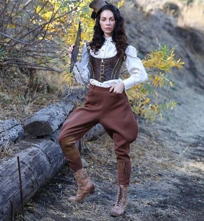 Eleanor Victorian Inspired Boots in Tan Rustic