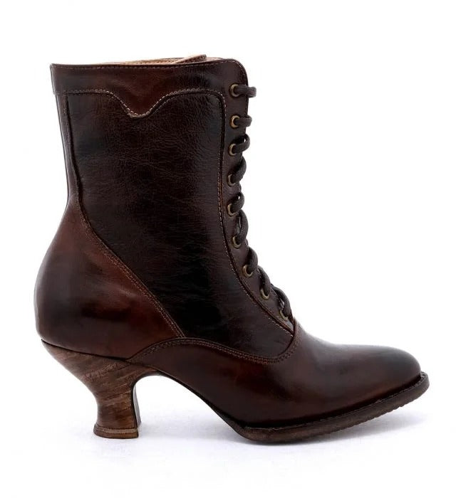 Eleanor Victorian Inspired Boots in Teak Rustic
