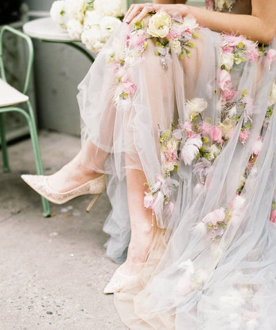 Elsa Sequin Embellished Heels in Nude