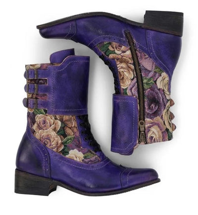 Faye Short Lace Inlay Boots in Poison Rustic