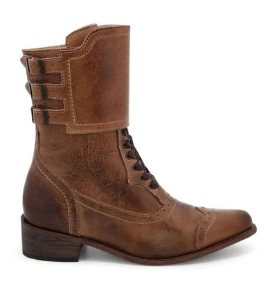 Faye Short Lace Inlay Boots in Tan Rustic