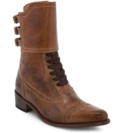 Faye Short Lace Inlay Boots in Tan Rustic