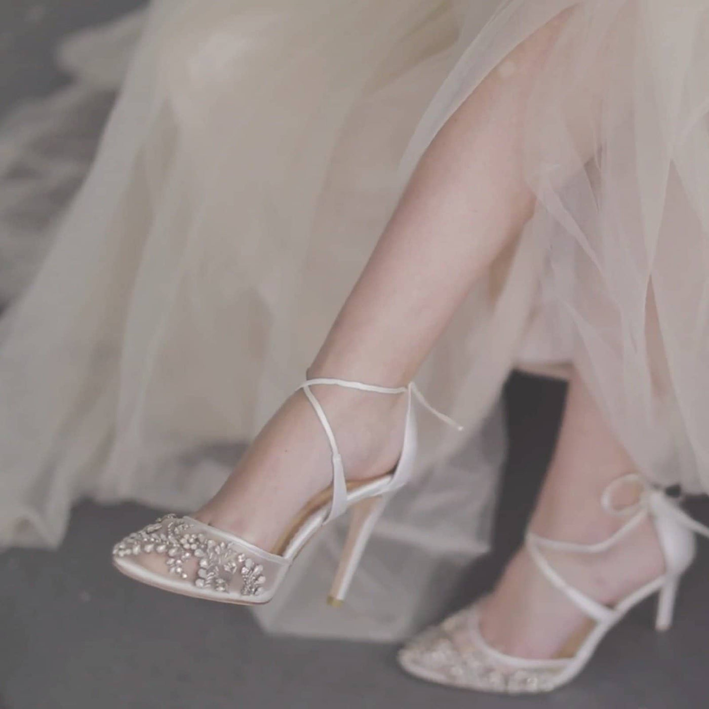 Florence Embellished Crystal Wedding Heels in Ivory