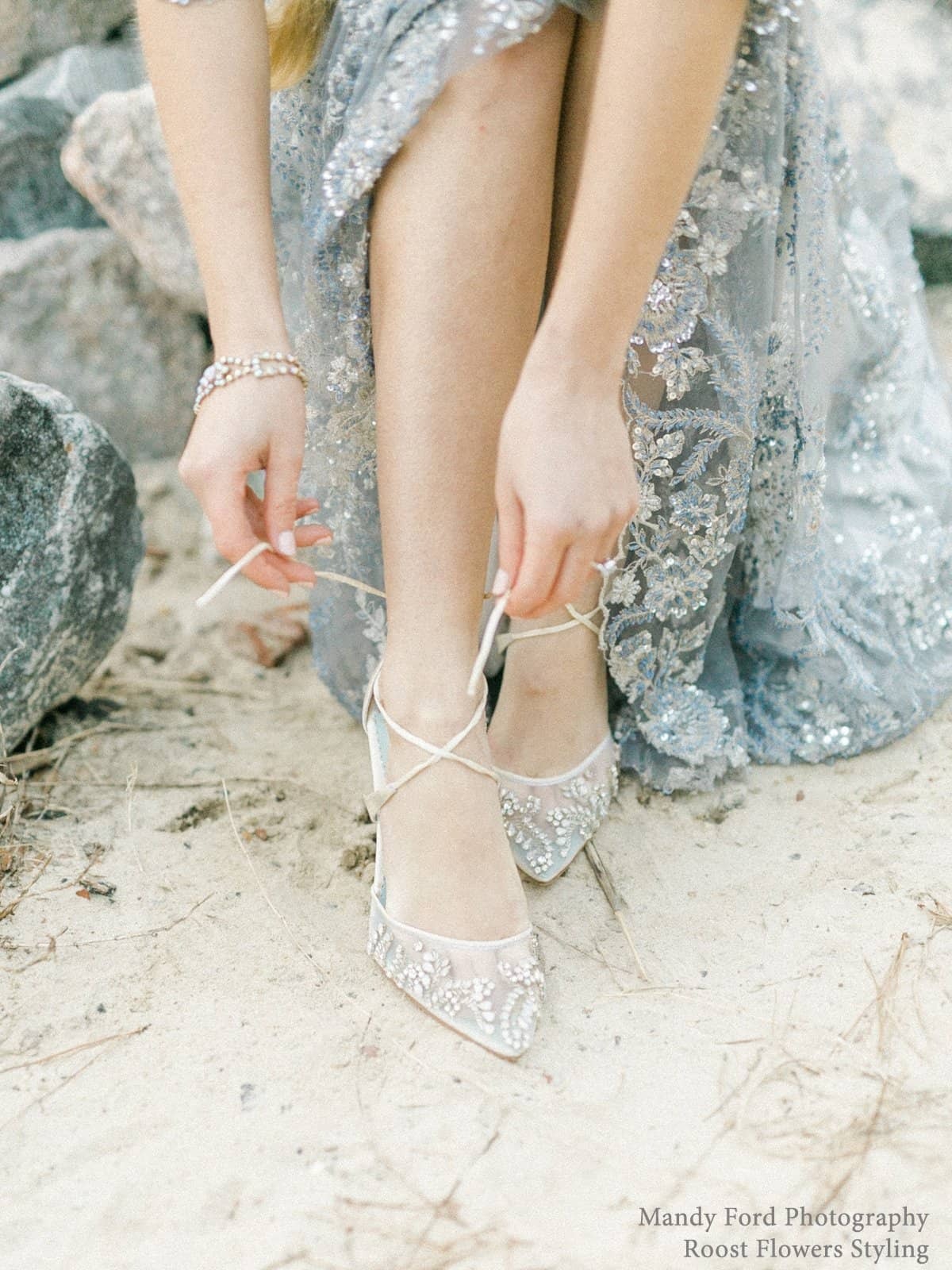 Florence Embellished Crystal Wedding Heels in Ivory