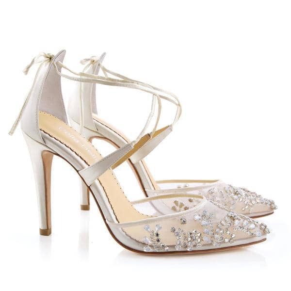 Florence Embellished Crystal Wedding Heels in Ivory