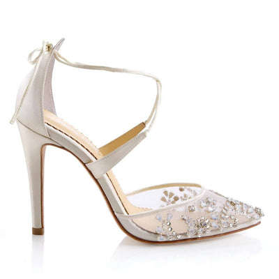 Florence Embellished Crystal Wedding Heels in Ivory