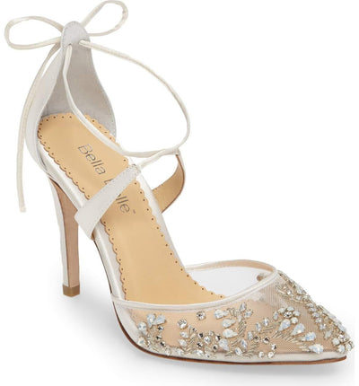 Florence Embellished Crystal Wedding Heels in Ivory