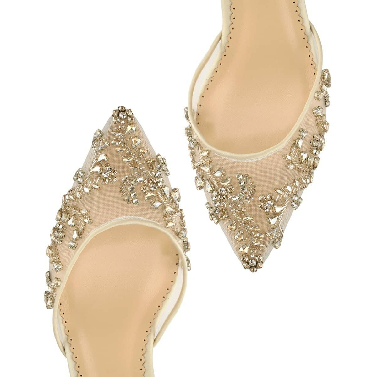 Frances Crystal Studded Bridal Heels in Champagne Gold