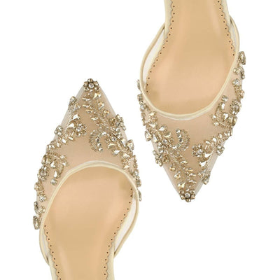 Frances Crystal Studded Bridal Heels in Champagne Gold