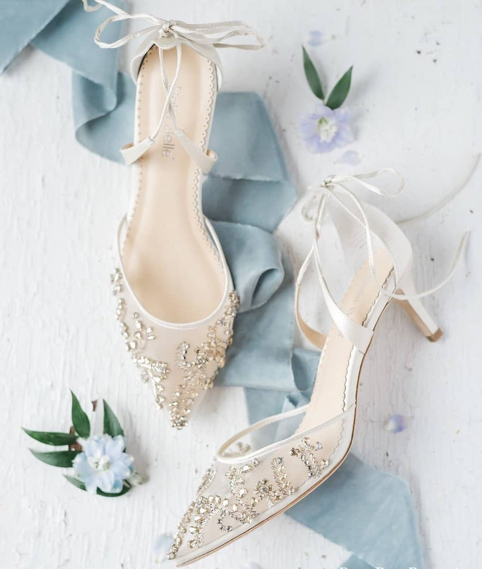 Frances Crystal Studded Bridal Heels in Champagne Gold