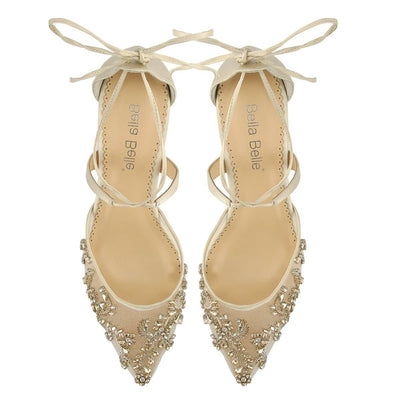 Frances Crystal Studded Bridal Heels in Champagne Gold