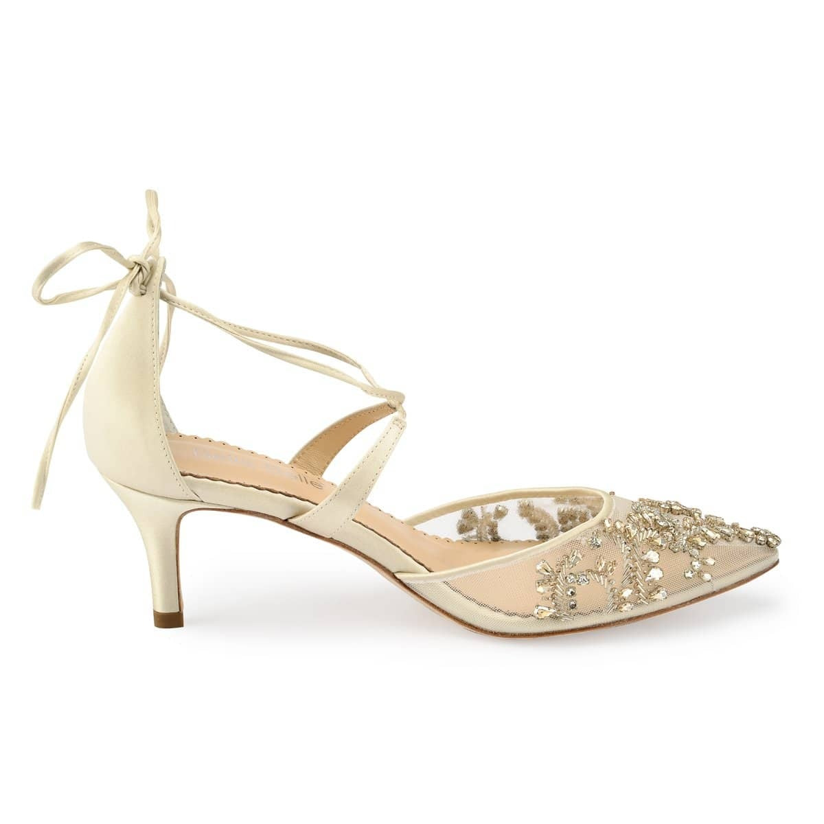 Frances Crystal Studded Bridal Heels in Champagne Gold