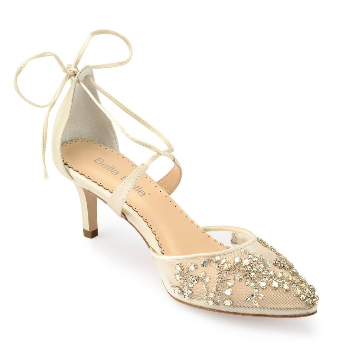 Frances Crystal Studded Bridal Heels in Champagne Gold