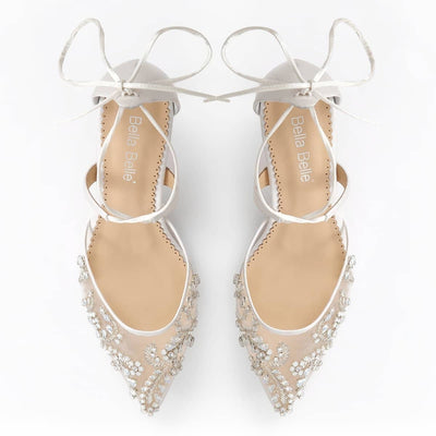 Frances Crystal Studded Bridal Heels in Ivory