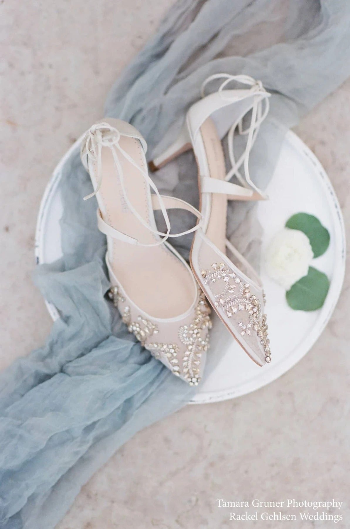 Frances Crystal Studded Bridal Heels in Ivory