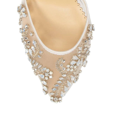 Frances Crystal Studded Bridal Heels in Ivory