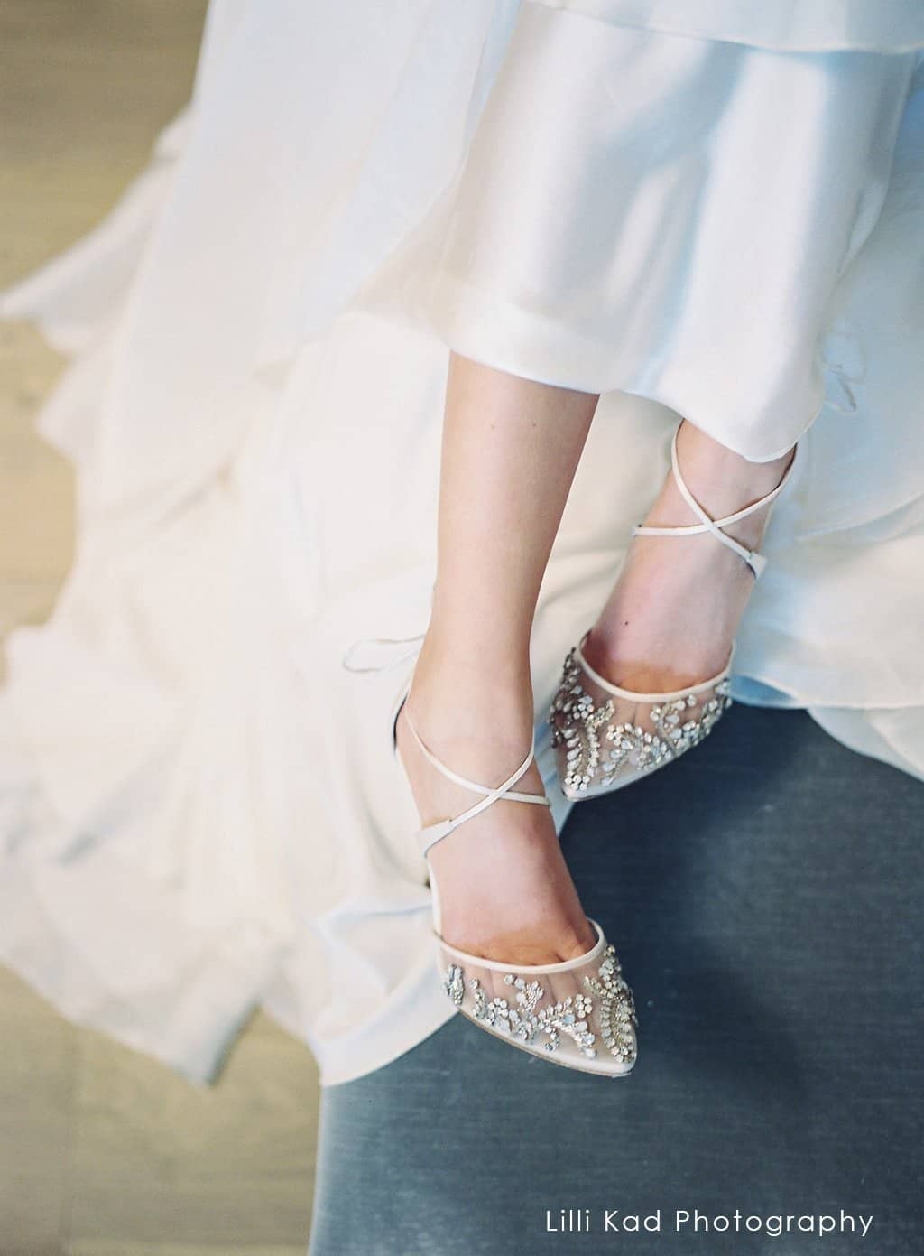Frances Crystal Studded Bridal Heels in Ivory