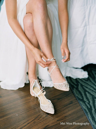 Frances Crystal Studded Bridal Heels in Ivory
