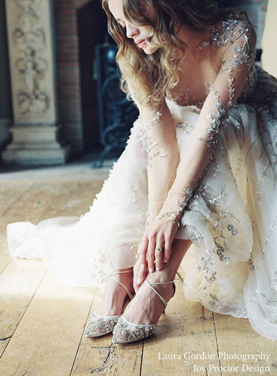 Frances Crystal Studded Bridal Heels in Ivory