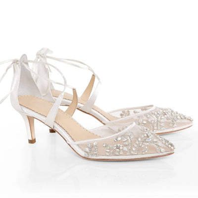 Frances Crystal Studded Bridal Heels in Ivory