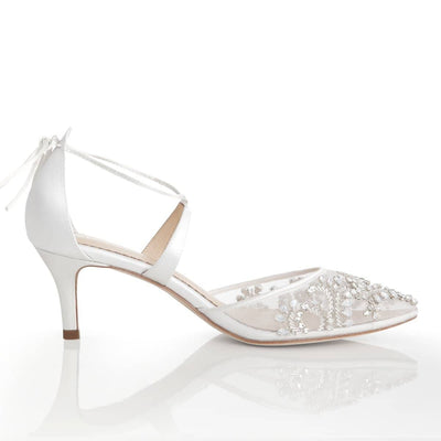 Frances Crystal Studded Bridal Heels in Ivory
