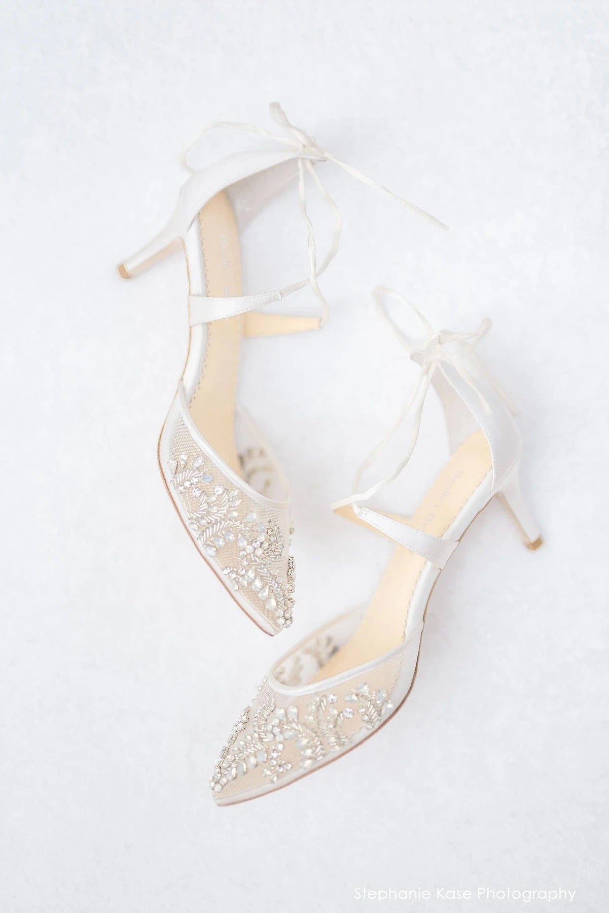 Frances Crystal Studded Bridal Heels in Ivory