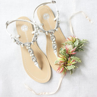 Hera Bridal Sandals in Ivory