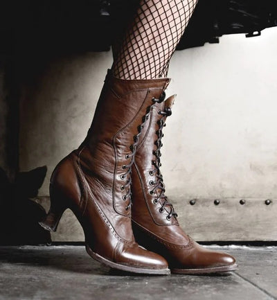 Jasmine Victorian Style Boots in Cognac